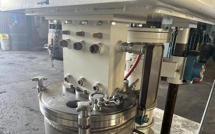 Used 5 GALLON MOREHOUSE COWLES TRIPLE SHAFT VACUUM MIXER - VISCOMAX 3V-5-5-3X - S/S - VACUUM - JACKETED