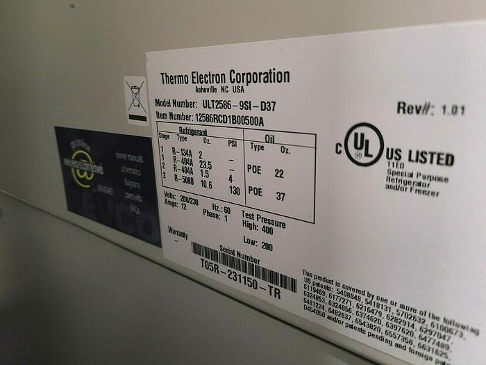 Used Thermo Fisher Electron Ultima II Revco LAB Freezer # ULT 2586 9S1 D37
