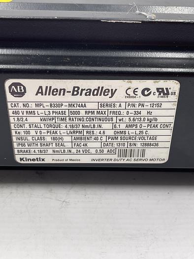 Used Allen-Bradley MPL-B330P-MK74AA Ser A