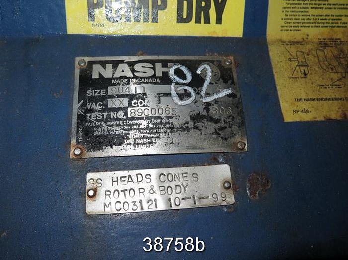 Used Nash 904 T1  Vacuum Pump, Stainless Steel Casing, Cones, & Rotor #38758
