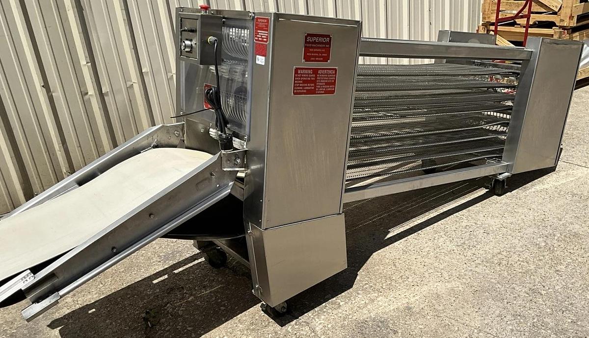 Refurbished Superior 5186INF Tortilla cooling conveyor on casters