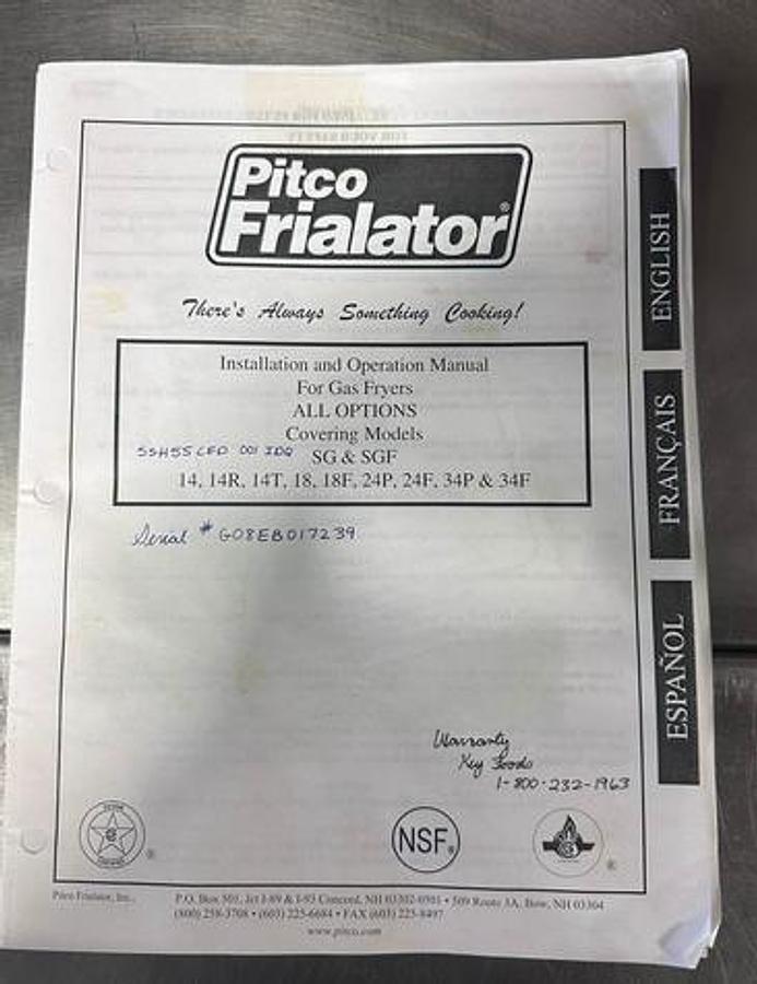 Used PITCO SSH55 Natural Gas Frialator Deep Fryer