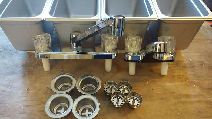 4 Compartment -Standard Concession Stand Three wash and 1 Hand Wash - FREE SHIP