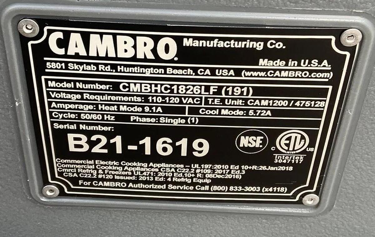 Used Cambro CMBHC1826LF 191 Hot/Cold Electric Cart Low Profile Food Carrier Catering - NEVER BEEN USED