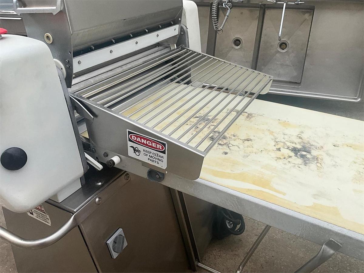 Used Rondo butterfly sheeter with flour duster