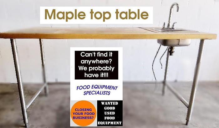 Refurbished 72"  BUTCHER BLOCK TOPPED 6' WORK TABLE W HAND SINK