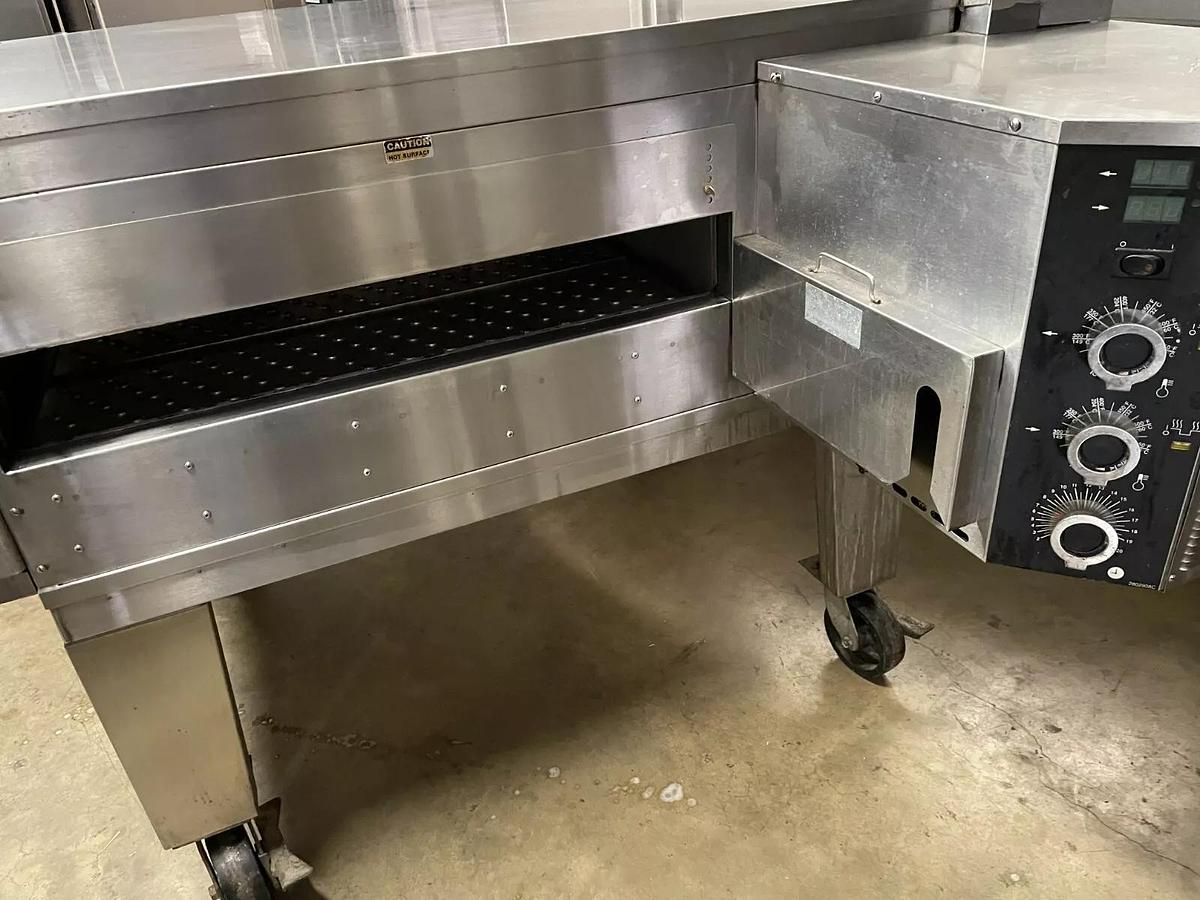 Used Lincoln Impinger 1600 - Single Deck 32" Gas Conveyor Pizza Oven w/Stand Casters