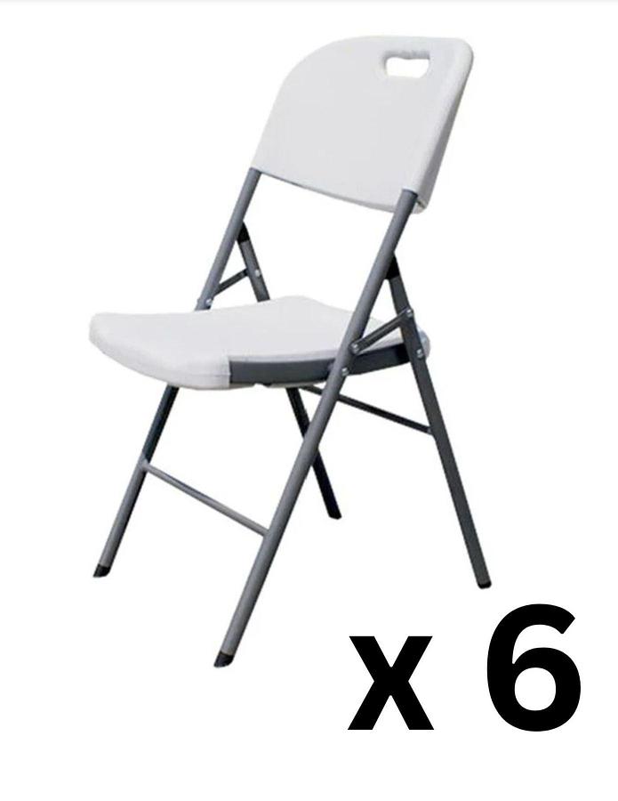 Used (6 per box) - White Portable Indoor/Outdoor Contoured Plastic & Metal Folding Chair - 6 Per box - 29 boxes available