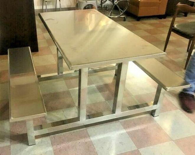 Stainless Steel Picnic Style Table w/ Bench Chair Seats