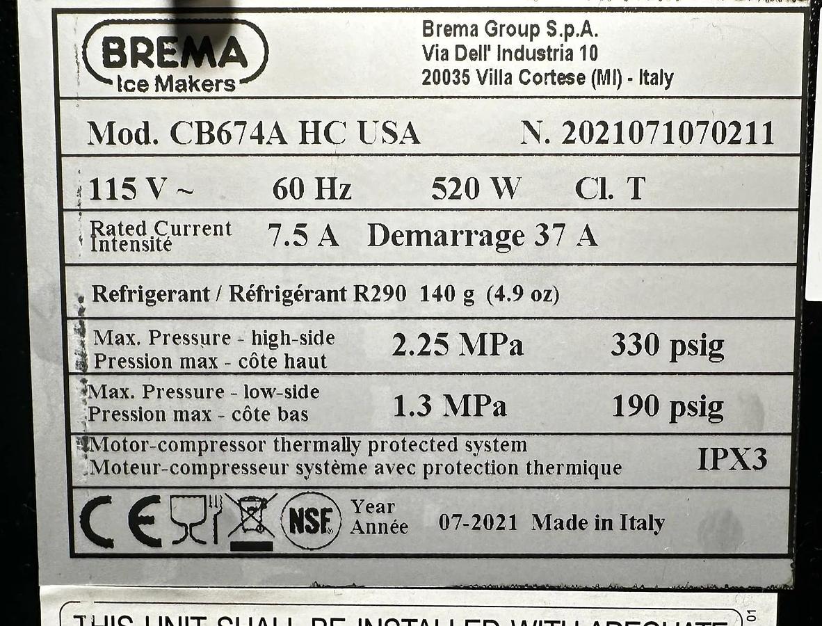 Used Brema CB674A Undercounter Ice Machine