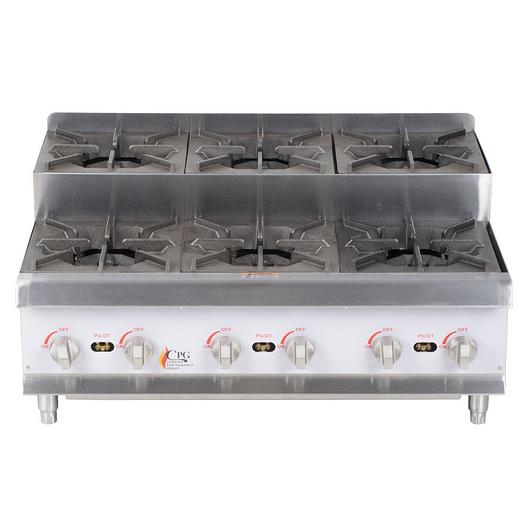 STEP UP 6 BURNER COUNTERTOP HOT PLATE - 180,000 BTU