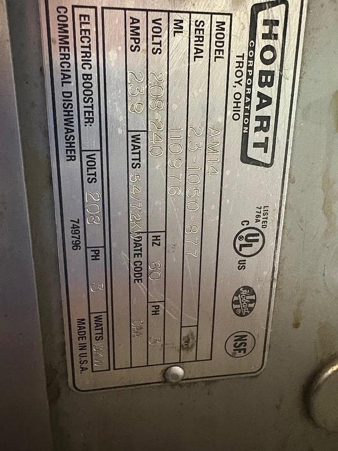 Used Hobart AM14 Upright Dishwasher
