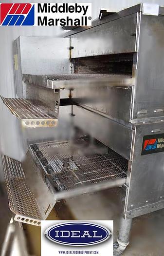 Used Middleby Marshall double stacked conveyor gas pizza ovens