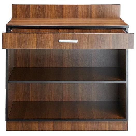 36" Walnut Waitress Station with Drawer and Adjustable Shelf