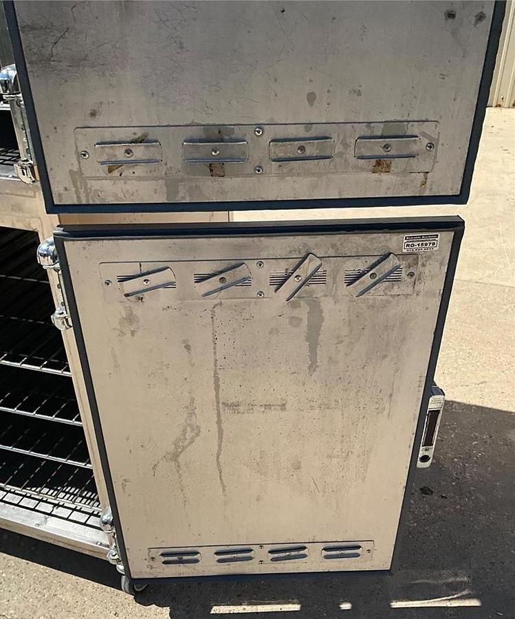 Used Alto Shaam heated food warmer cabinet on casters
