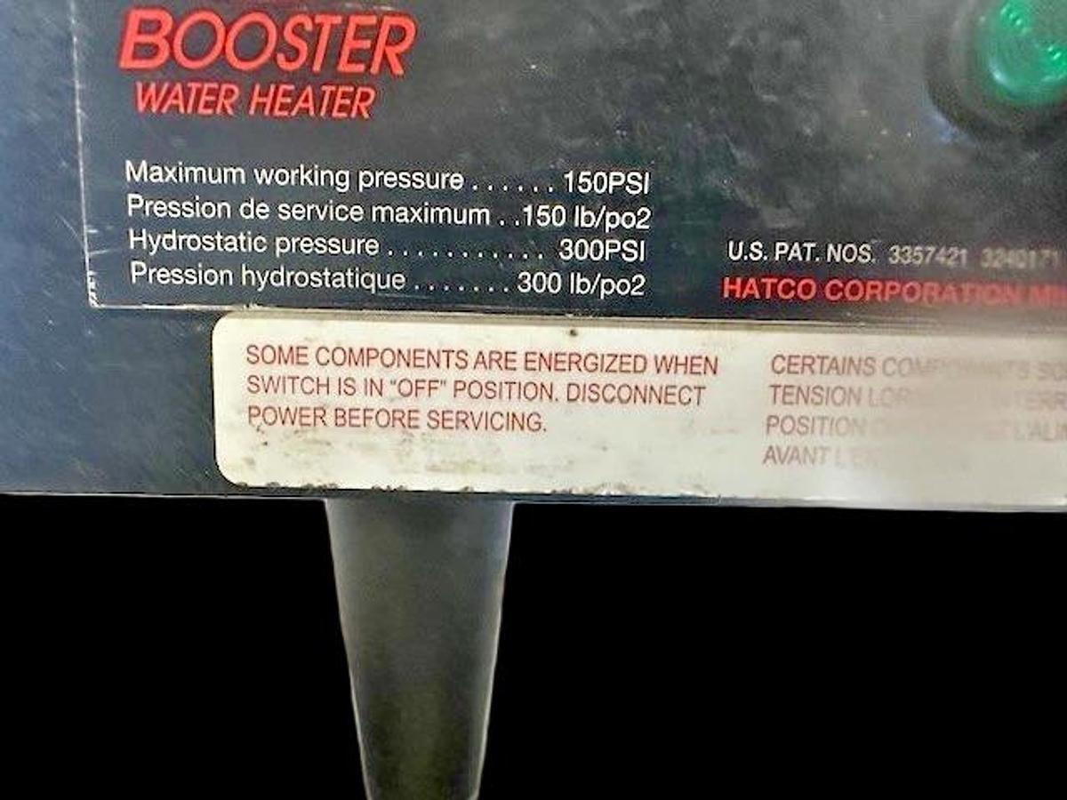Used HATCO C-9" COMMERCIAL ELECTRIC 6 GAL DUALPHASE WATER BOOSTER HEATER, 9KW, 480 V