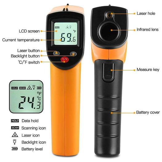 Temp-Meter Temperature Gun Non-contact Digital Laser IR Infrared Thermometer