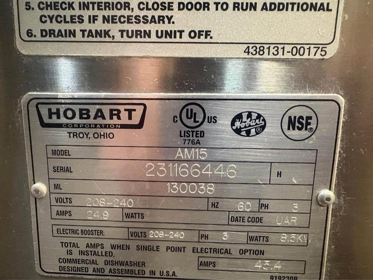 Used Hobart AM15 Dishwasher