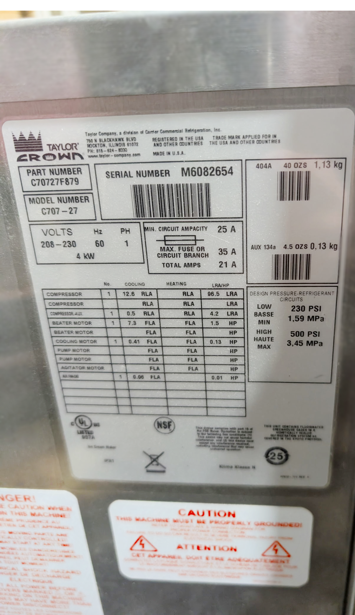 Used Taylor soft serve ice cream machine twister