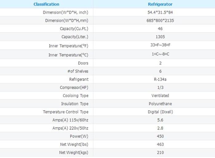 TWO BIG DOOR  REFRIGERATOR B-SERIES