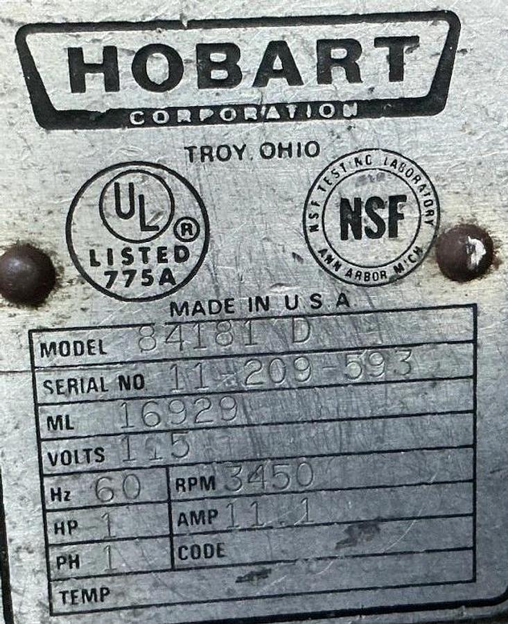 Used Hobart 18 inch Buffalo Chopper Model 84181D Commercial Meat Food Cutter Machine