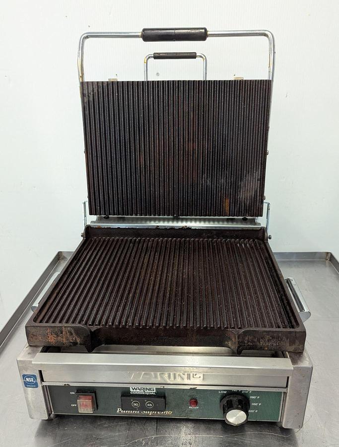Used Waring WPG250TC Grooved Top & Bottom Panini Sandwich Grill