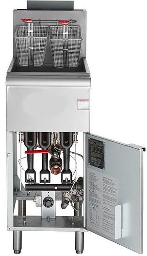 Natural or Liquid Propane 50 lb. Stainless Steel Floor Fryer - 120,000 BTU