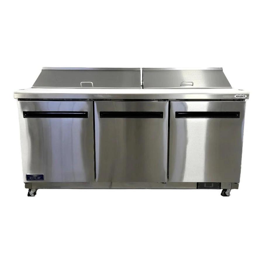 Used Arctic Air AST72RZ Refrigerated Mega Top Prep Table - 3 Door