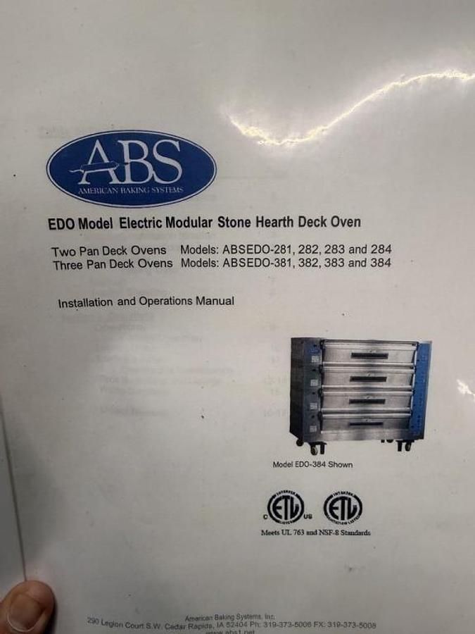 Used AMERICAN BAKING SYSTEMS 4 DECK BREAD OVEN - LIKE NEW 