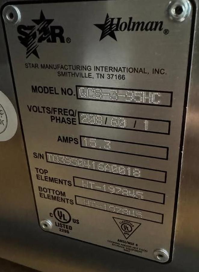 Used Star Holman Conveyor Toaster -WARRANTY