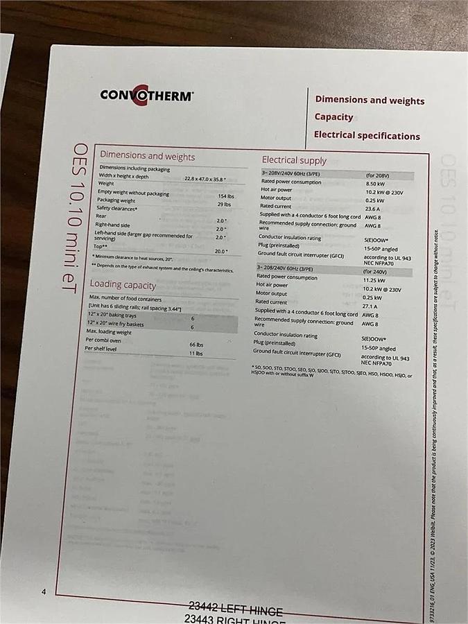 Used Convotherm 10.10 half size combi oven - BRAND NEW  - 2 AVAILABLE