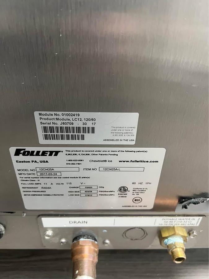Used Follett symphony plus water/ice maker/dispencer