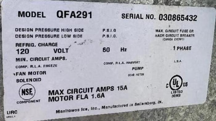 Refurbished Lot 145 MANITOWOC 300 AIR COOLED ICE HEAD W/ HOTEL ICE BIN DISPENSER.