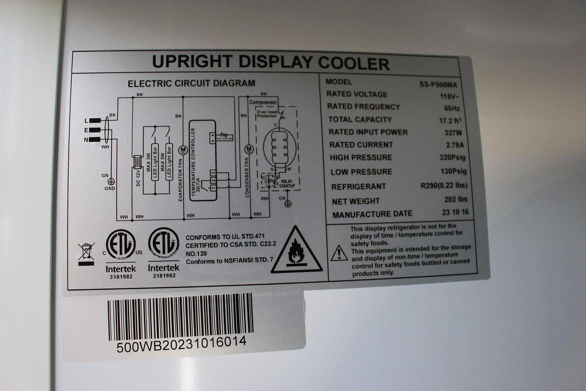 Used  P500WA Single Door 27.5" Wide Display Refrigerator - Scratch & Dent -SEE VIDEO
