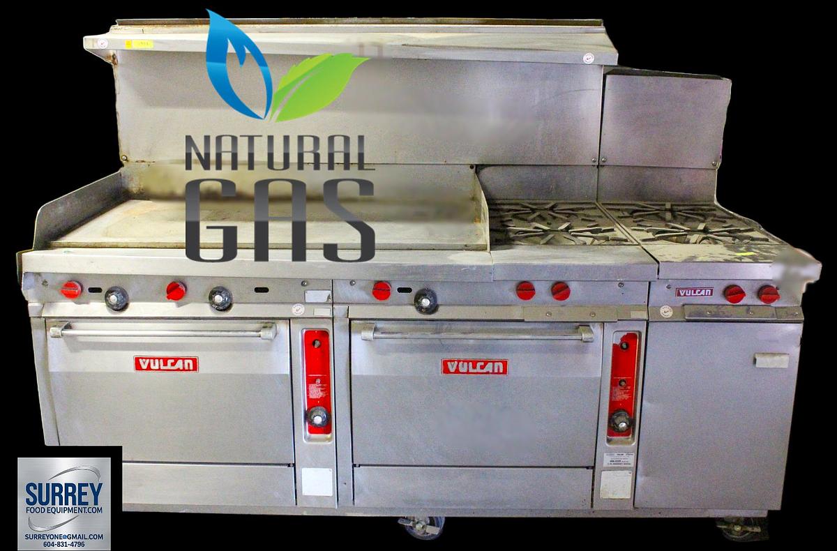 Used VULCAN 7' COMBINATION TOP DUAL OVEN NATURAL GAS RANGE