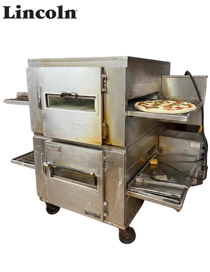 Used Lincoln 1450 Natural Gas Double Deck Conveyor Pizza Oven