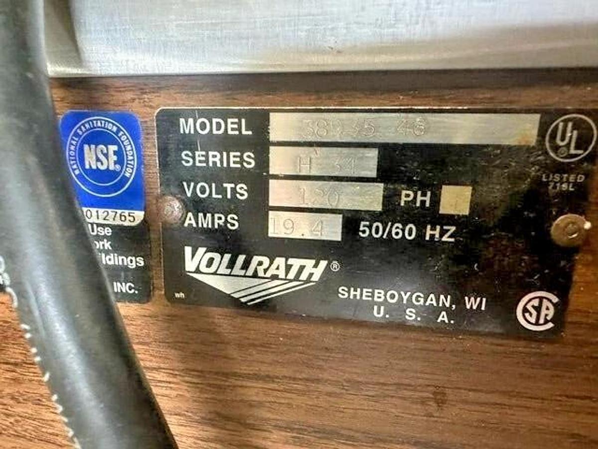 Used VOLLRATH 38935 3 WELLS HOT FOOD BUFFET TABLE WITH LIGHTED SNEEZE GUARD ON CASTER