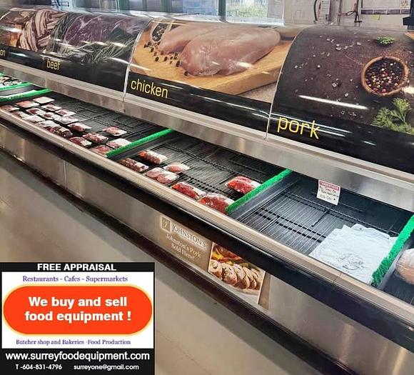 Used 24" meat case with display - glass curved display