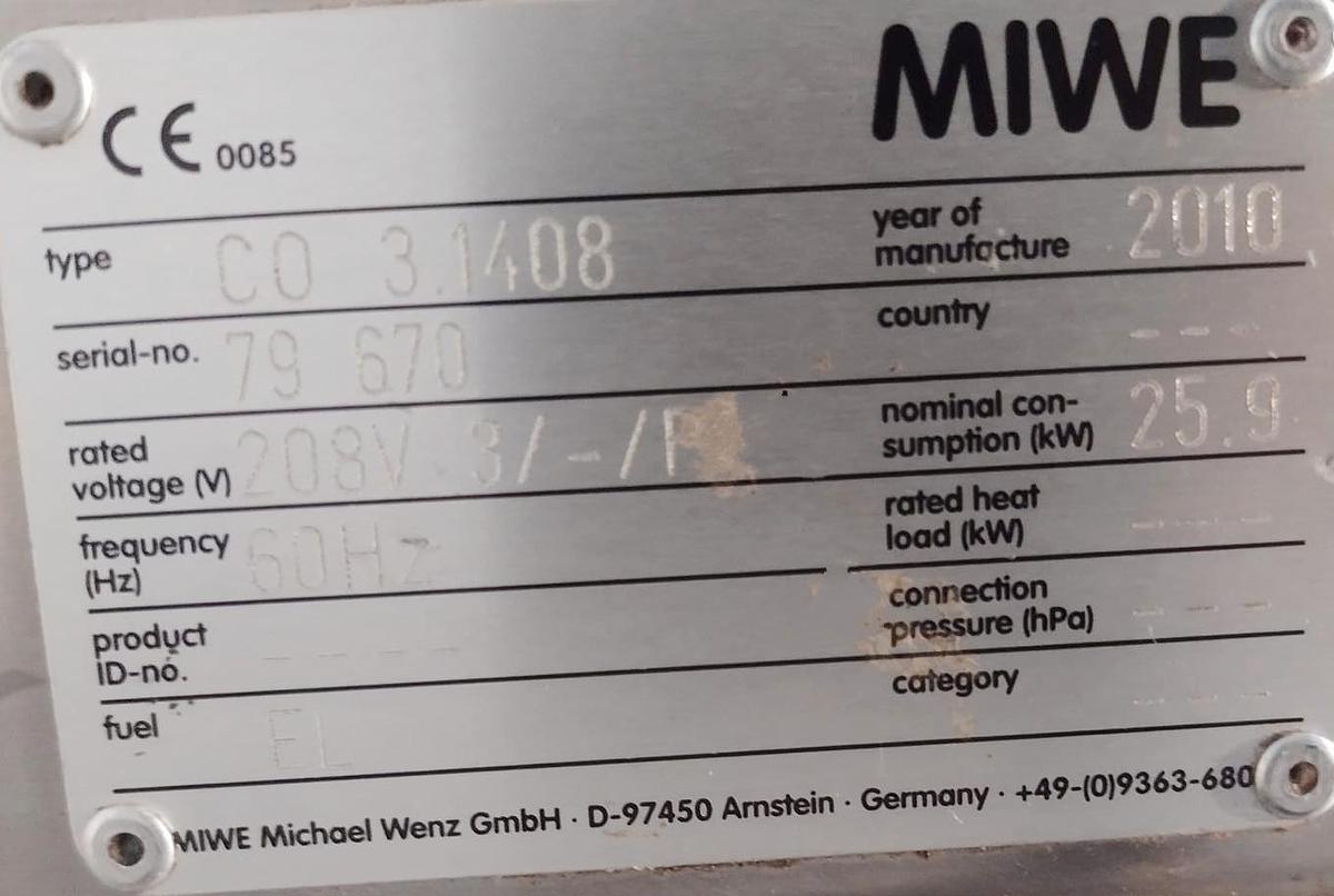 Used Miwe triple stack steam injected bread pizza oven