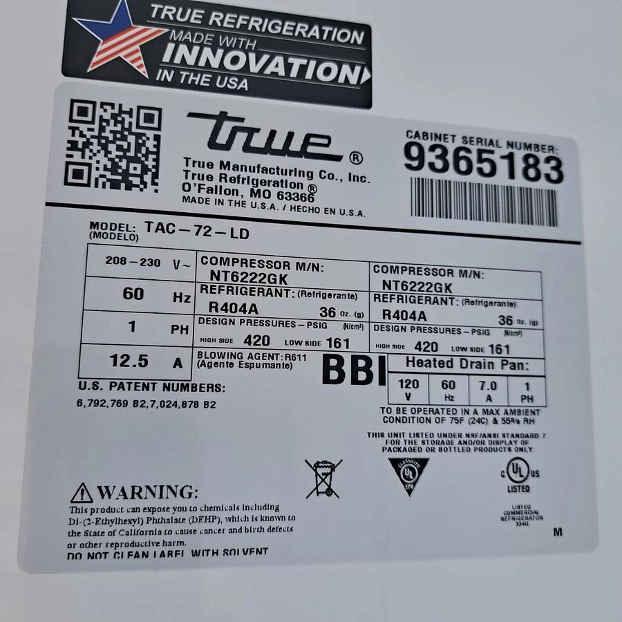 Refurbished True TAC-72-LD Open-Air Curtain Merchandiser