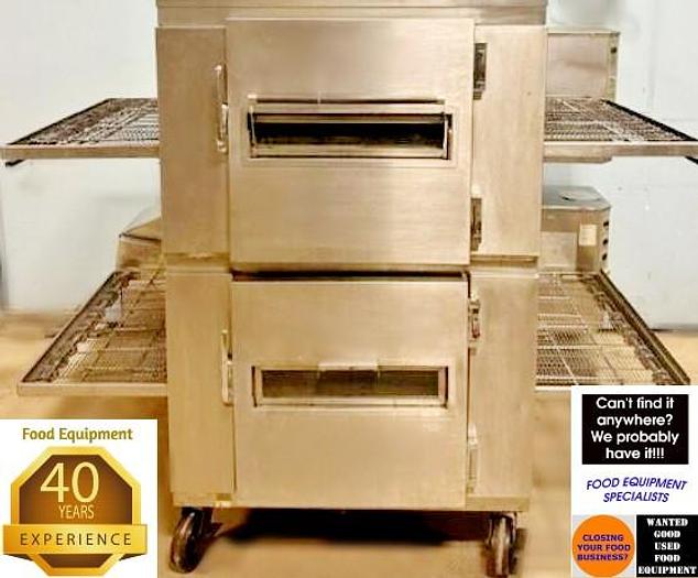 Refurbished LINCOLN IMPINGER 1450 & 1200, DOUBLE STACKED NAT GAS, 32"W CONVEYOR PIZZA OVEN