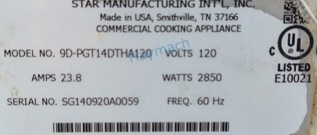 Used STAR 9D-PGT14DTHA120 SPLIT-TOP PANINI GRILL, 120V,