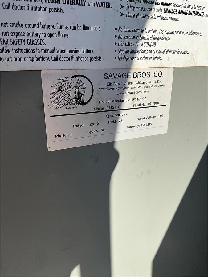 Used Savage Brother 0712HT bakery Bowl kettle lift -