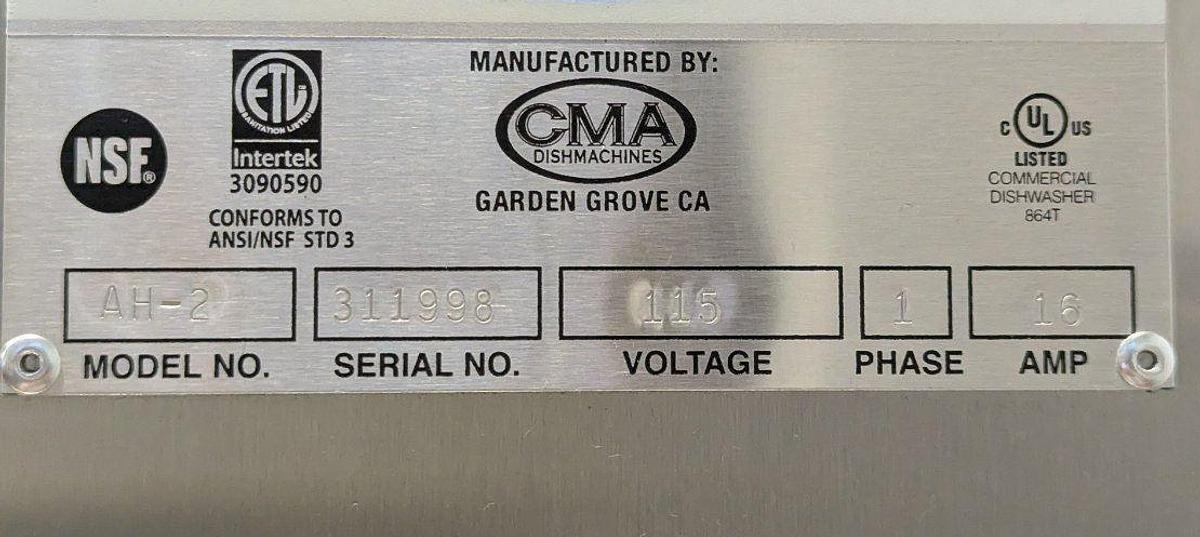Used CMA AH-2 Low Temperature Pass-Thru Dishwasher - NICEST ONE WE HAVE EVERY HAD.......