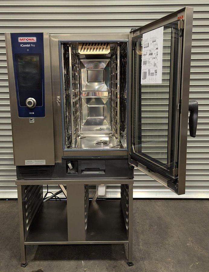 Used Rational LM100DG iCombi Pro 10 Half Size Gas Combi Oven w/Stand & Accessories - BRAND NEW CLEARANCE