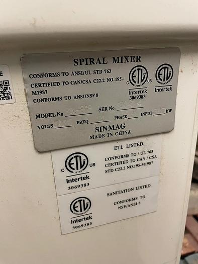 Refurbished 80qt Spiral Mixer | SINMAG | Model # KM-80P