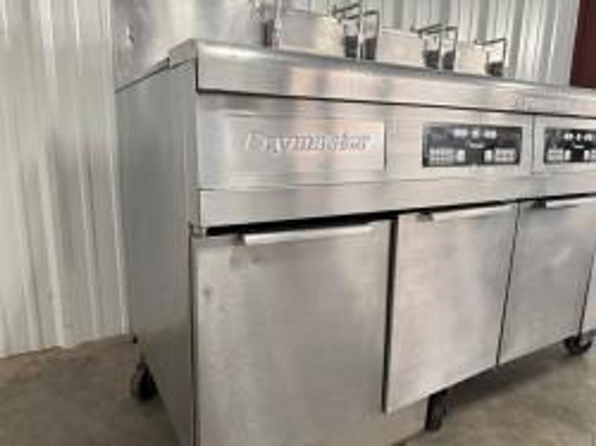 Refurbished Frymaster Gas 3 Bay Fryer W Filtration from School 50lb FMPH355SC