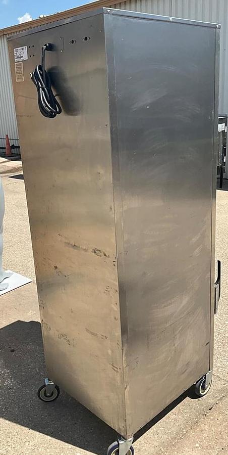 Used Alto Shaam heated food warmer cabinet on casters