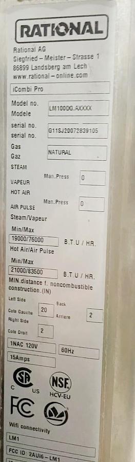 Used Rational LM100DG iCombi Pro 10 Pan Half-Size Natural Gas Combi Oven 