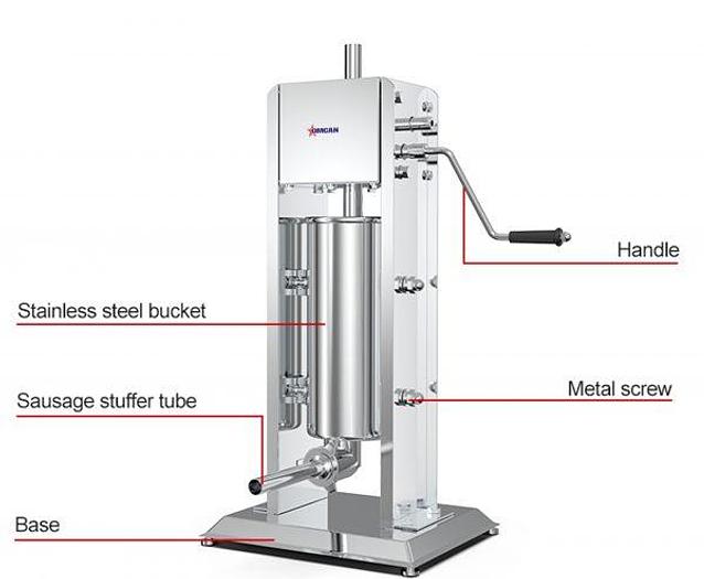 7 lbs/3 kg Stainless Steel Vertical Gear Drive Manual Sausage Stuffer